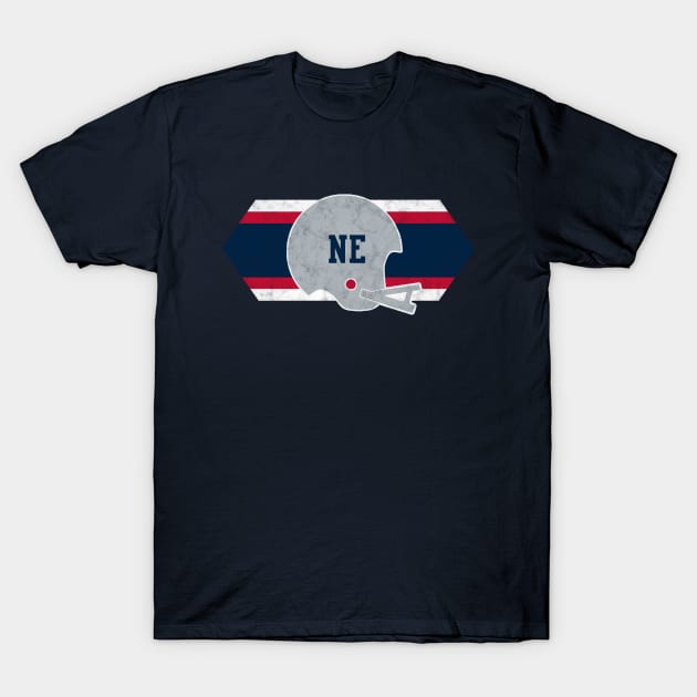 New England Football retro and distressed helmet and stripe T-Shirt by MulletHappens